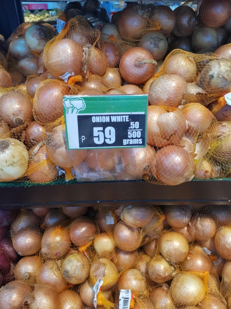 Preço da cebola em mercado de Metro Manila