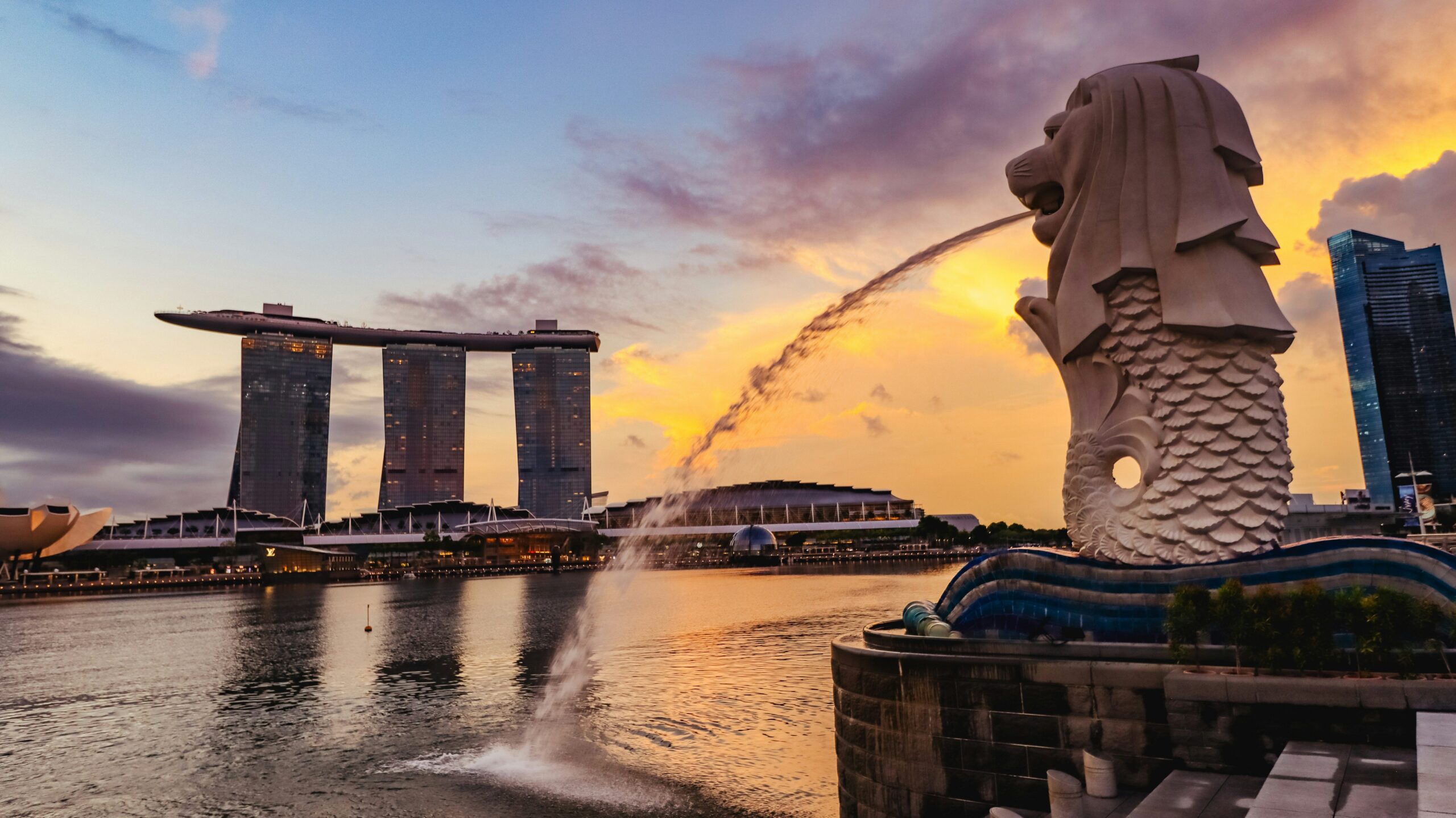 Merlion - monumento símbolo do país -local muito procurado no aniversário de Singapura