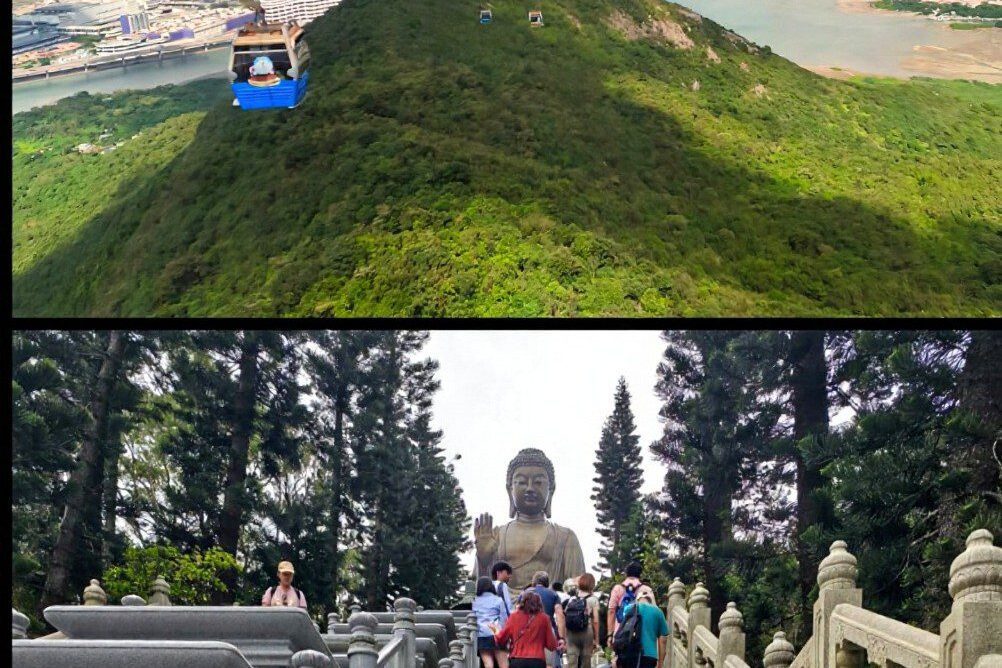 O passeio de teleférico e a vista do Grande Buda são um dos pontos turísticos principais em Hong Kong.