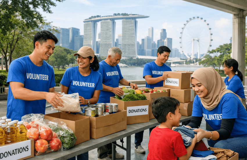 Fazer trabalho voluntário é uma prática bastante comum em Singapura- Imagem: Criação por Inteligência Artificial